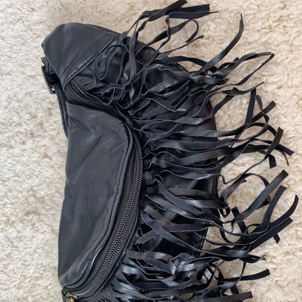 Black fringe fanny pack